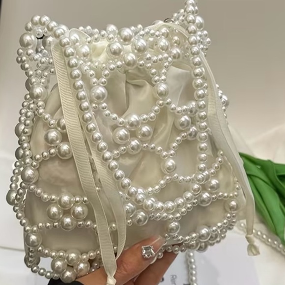 Lukko Handbags - NWT Handmade Pearl-Embellished White Evening Clutch
